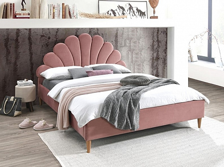 Кровать Signal SANTANA VELVET (античный розовый/дуб) 160/200 SANTANAV160RDN