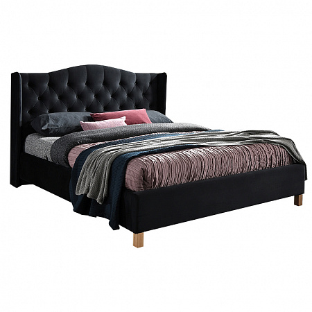 Кровать Signal ASPEN VELVET BLUVEL 19 (черный/дуб) 160/200 ASPENV160CD