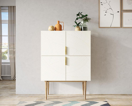 Малый комод с четырьмя дверками на высоких ножках Line LN13/GR1/beige