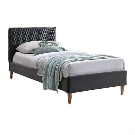 Кровать Signal AZURRO VELVET BLUVEL 14 (серый/дуб) 90/200 AZURROV90SZD